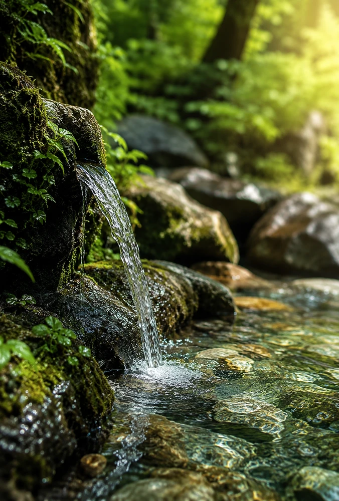 Água pura e cristalina na natureza